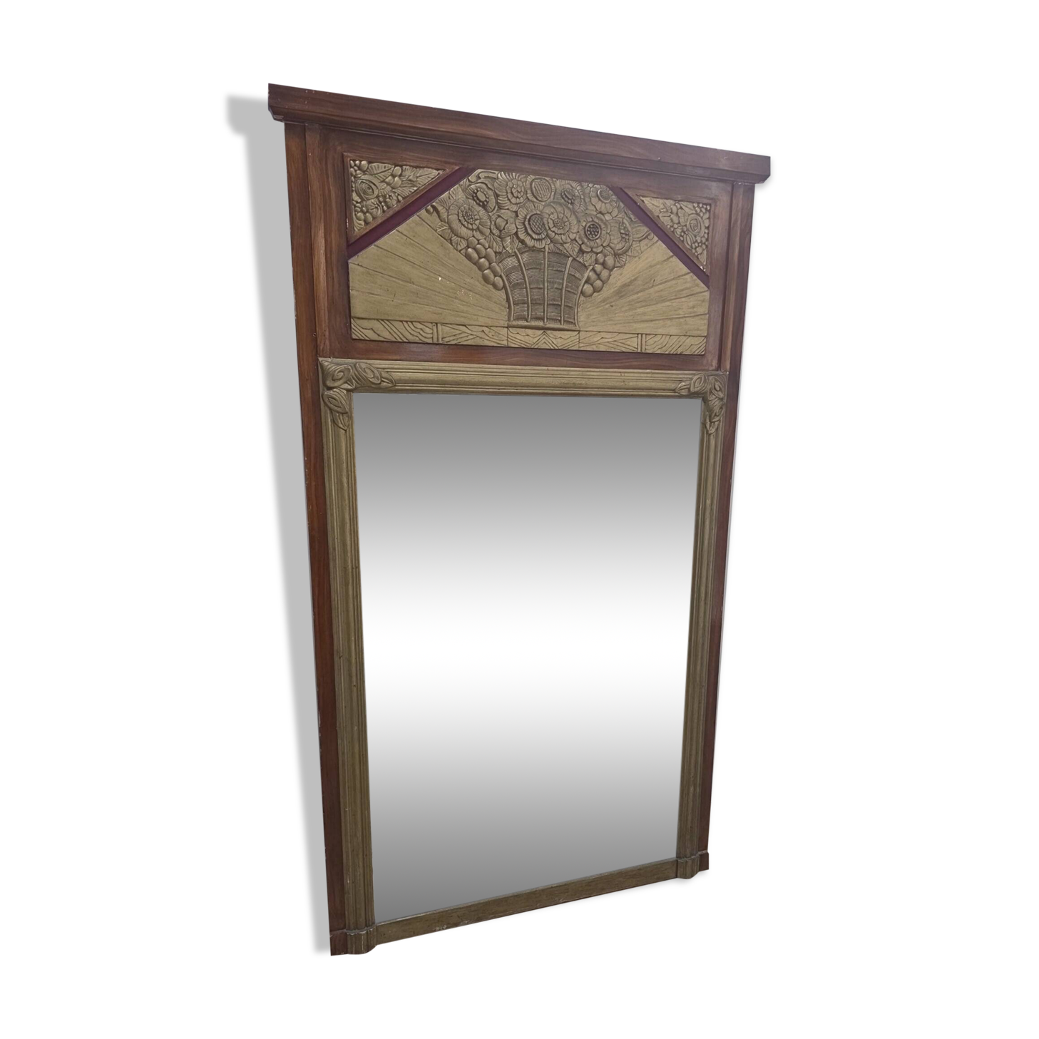 Antique Art Deco beveled mirror, 1920s-30s