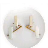 Arlus pair of wall sconces in gilt bronze and opaline glass, 1950