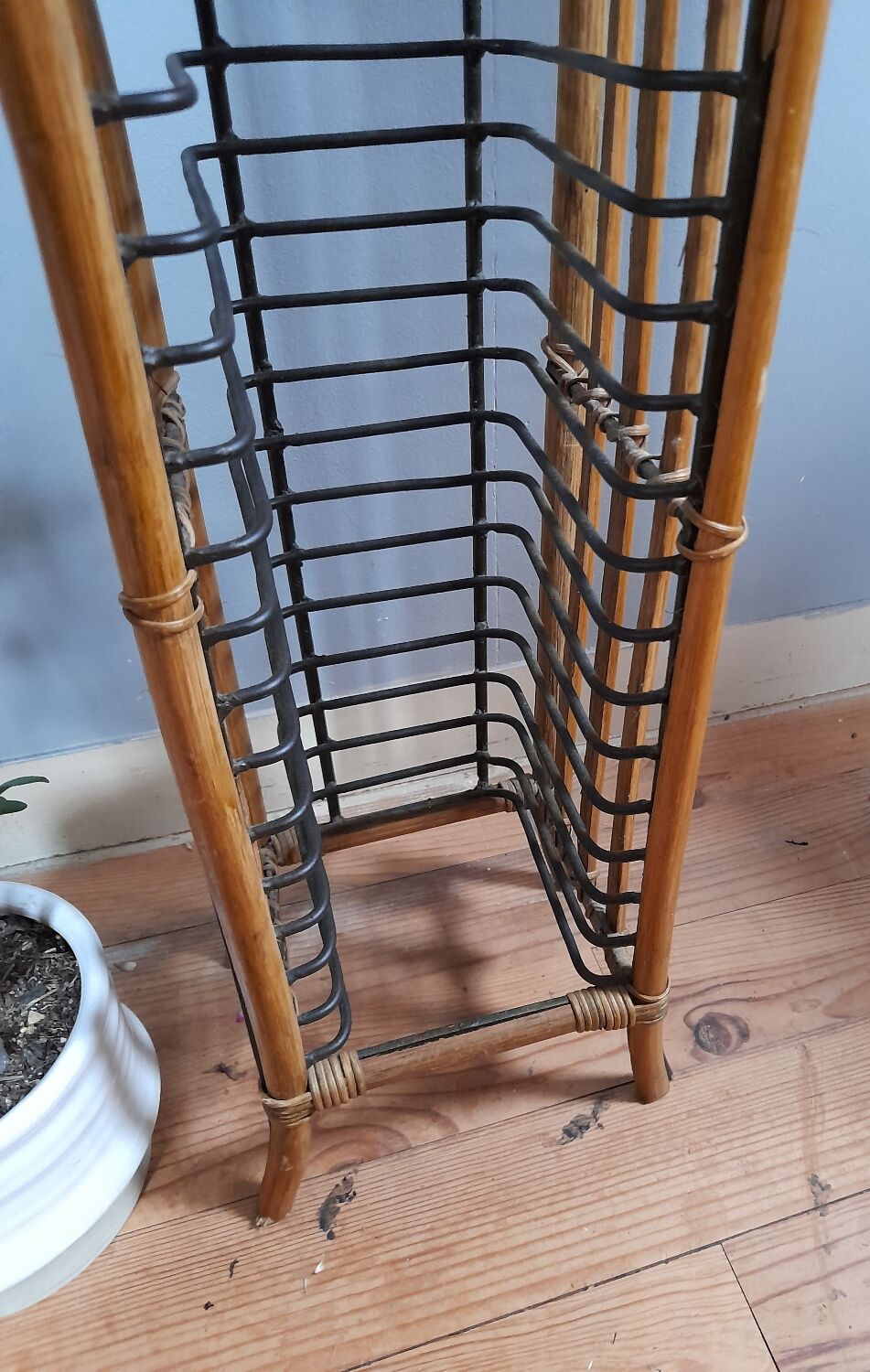 Column shelf range 24 CD metal and bamboo, 80s