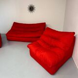 Living room sofa and 2 armchairs French design Steiner 70s vintage fabric
