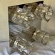 Lot of 2 wall appliques 4 chrome metal lights - moulded glass