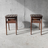 Pair of solid wooden stool - 1950