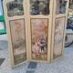 Paravent ou écran en bois peint et toile peinte
