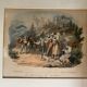 Grande gravure ancienne suisse « le départ pour la montagne »