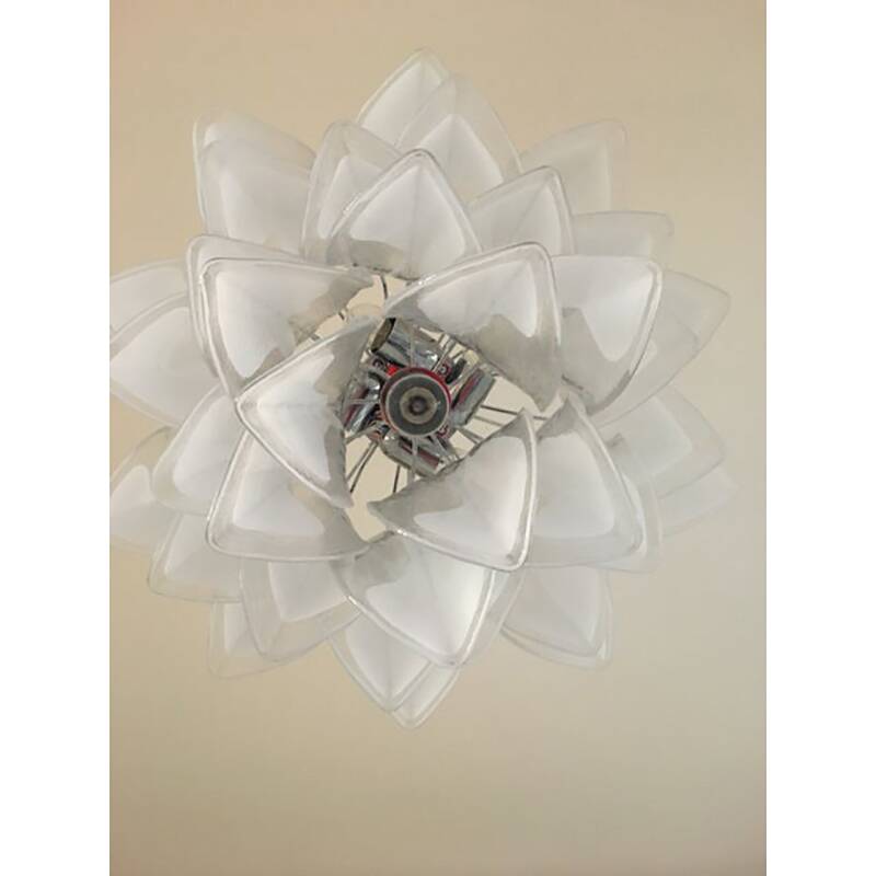 "Rondine" White and Transparent Murano Glass Chrome Frame Sputnik Chandelier