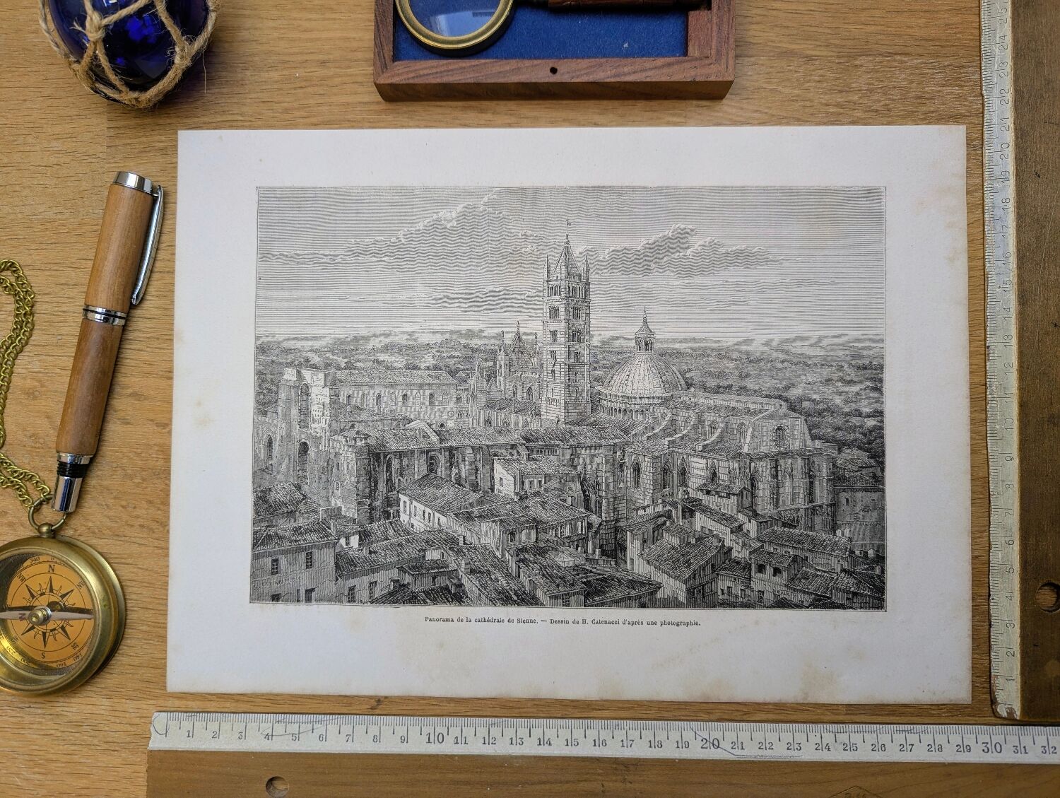 The Cathedral of Siena, Italy. Printed illustration from 1866.
