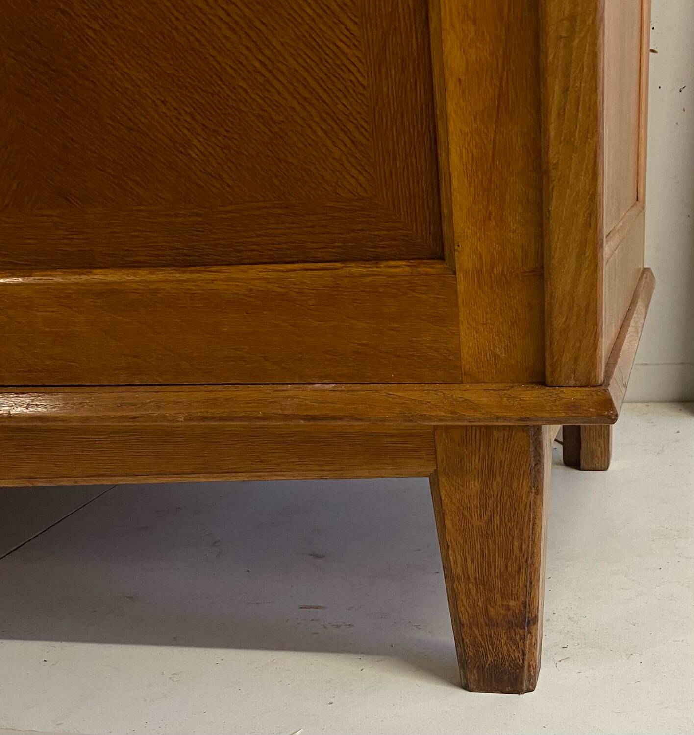 Vintage wardrobe with compass feet, sliding doors