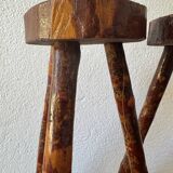Brutalist wooden stools from the 60s