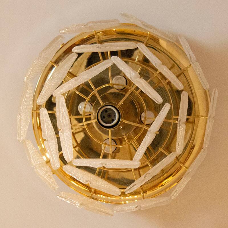 Murano Glass Chandelier with Hexagonal Leafs, Italy, 1960s