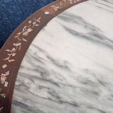 19th century Asian pedestal table with mother-of-pearl and brass inlay