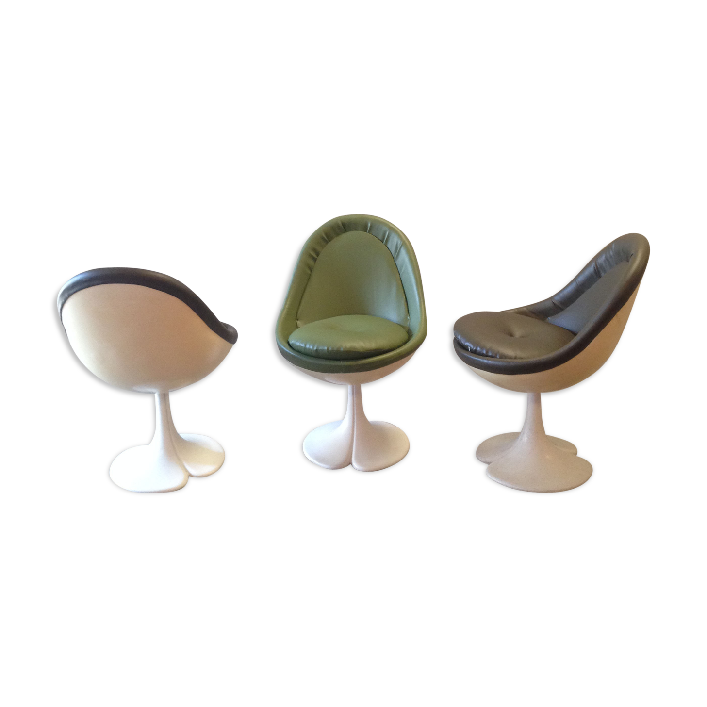 3 foot Tulip faux leather chairs.