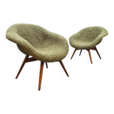 Fauteuils lounge vintage tchèques Miroslav Navratil 1960