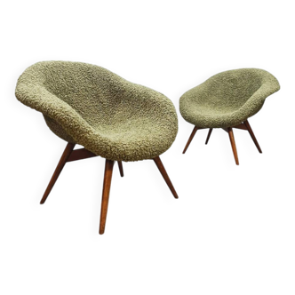 Fauteuils lounge vintage tchèques Miroslav Navratil 1960