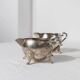 Silver-Plated Vintage Tea Set from England, 1940s: Teapot, Cups & Tray in Silver Metal