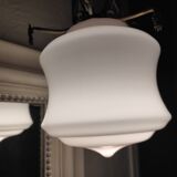 Pink opaline brass hanging lamp