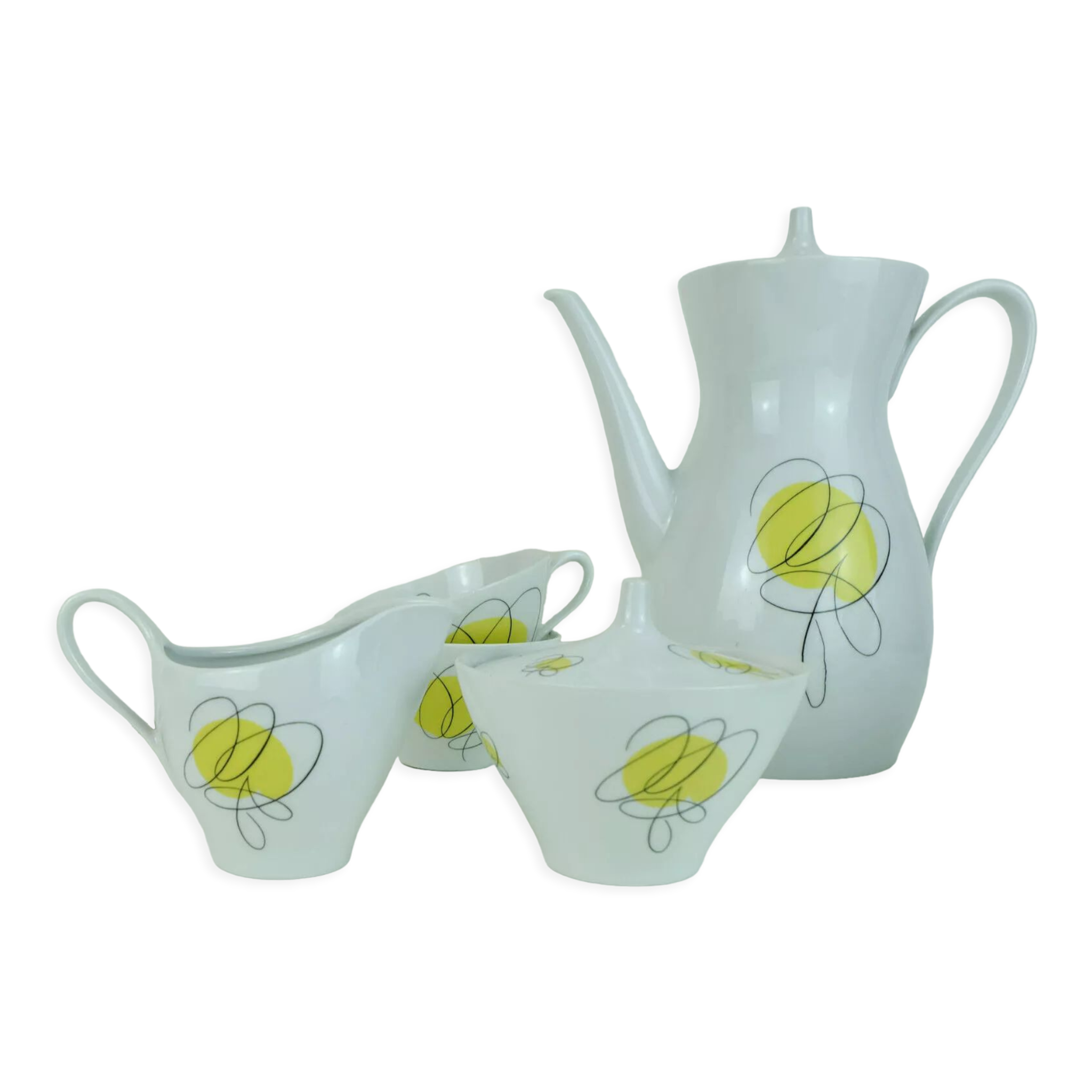 Mid century coffee crockery schirnding bavaria abstract decor in pastel colors 1950s
