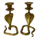 Vintage brass cobra snake candle holders