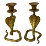 Vintage brass cobra snake candle holders