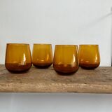 4 vintage amber bubble glasses