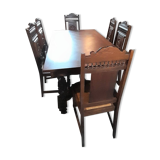 Breton dining room table with 2 extensions and 6 chairs with Breton characters