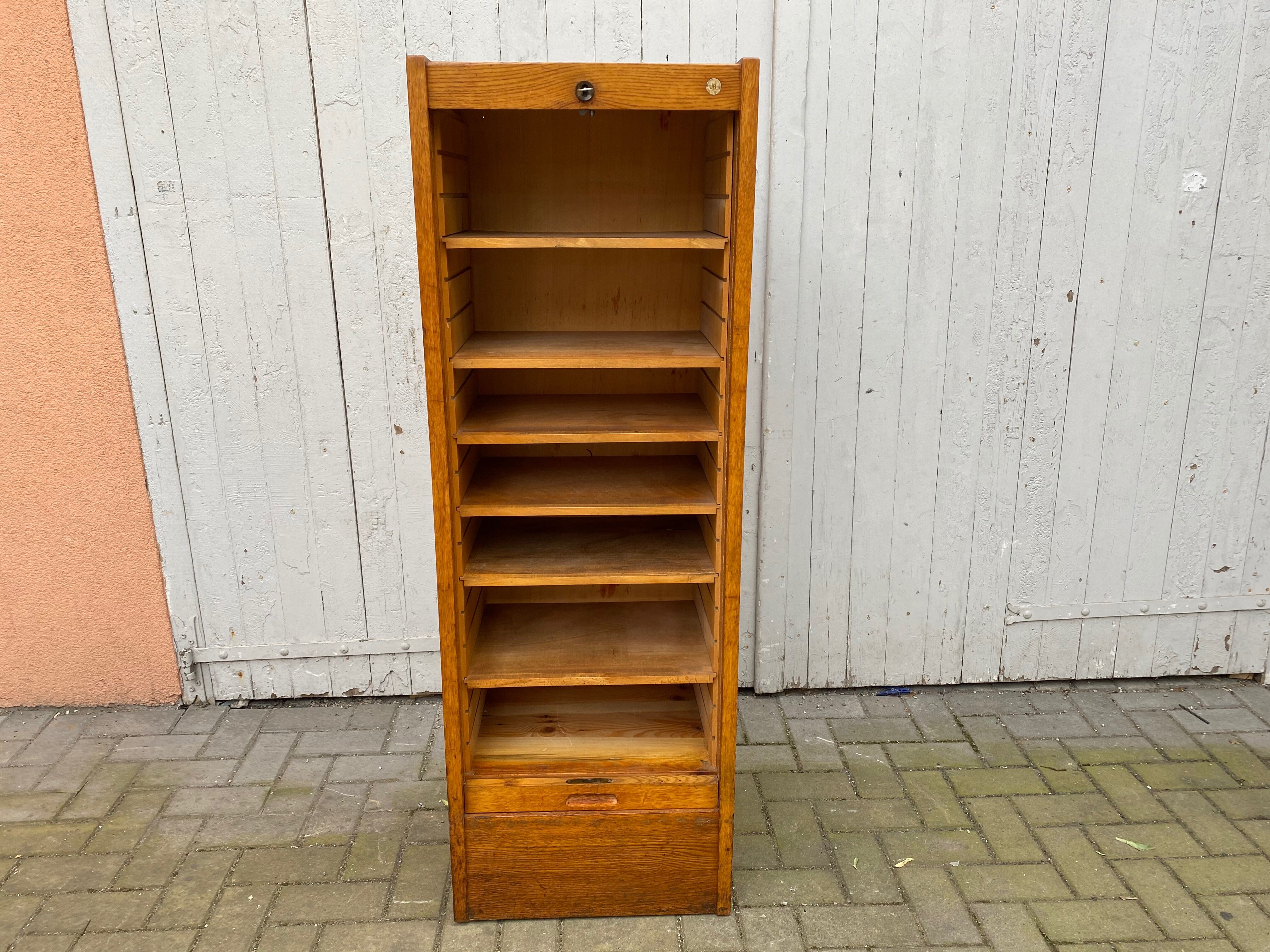 Industrial furniture notary binder with vintage j-b curtain 1960s