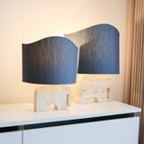 Paire de lampes de table en travertin en forme d'éléphant, signées Fratelli Mannelli, années 1970, Italie