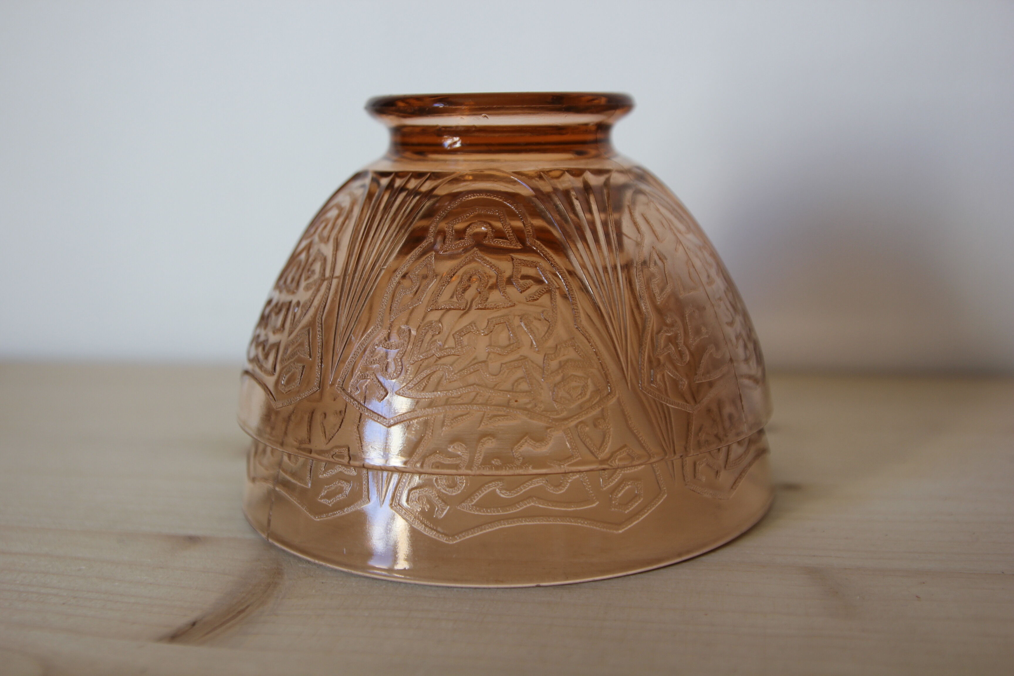 Duo of pink glass bowls