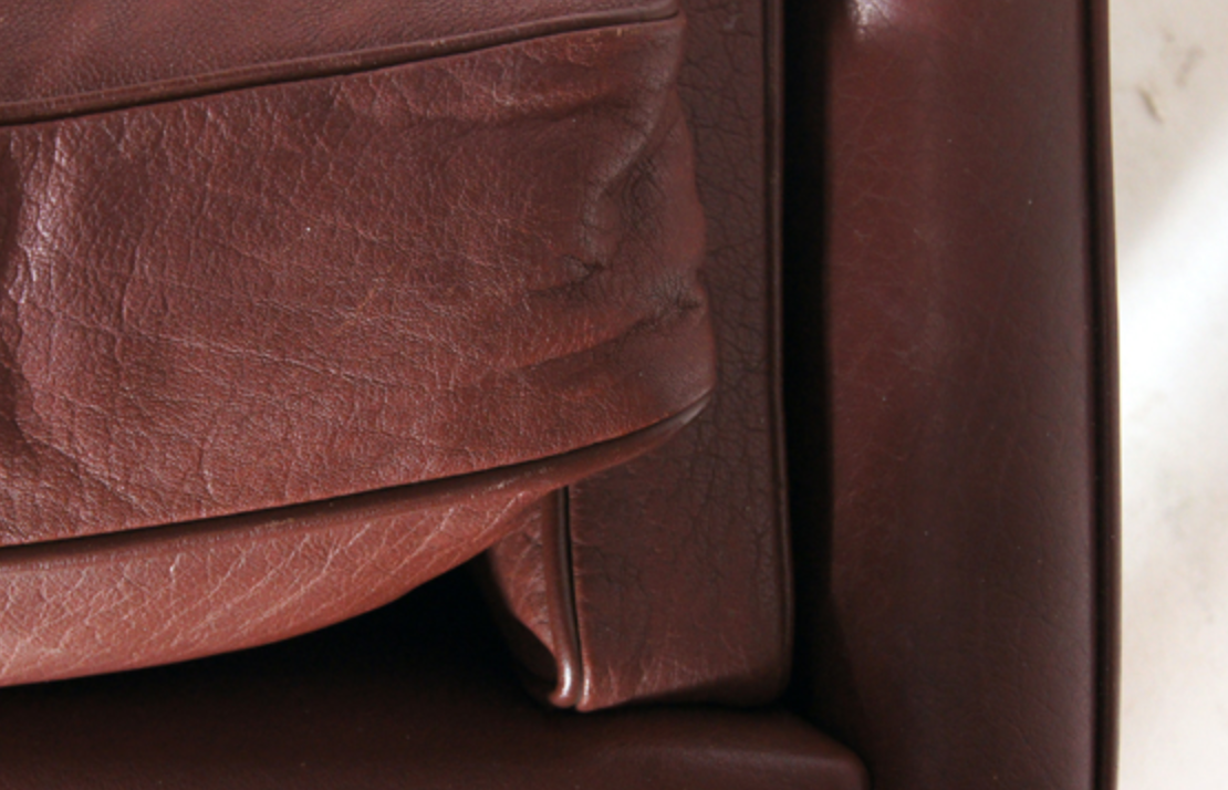 3-seater Danish leather sofa vintage retro Scandinavian beech 1950s 60 oak