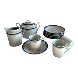 Coffee service (with sugar bowl and milk jug) in Sologne porcelain