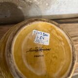 Pitcher, bros, old jug / yellow beige / Sarreguemine ceramic slip