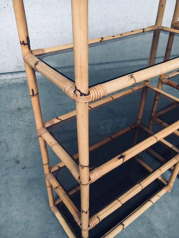 Boho Style Design Bamboo Shelving Units, Italy, 1960s, Set of 2