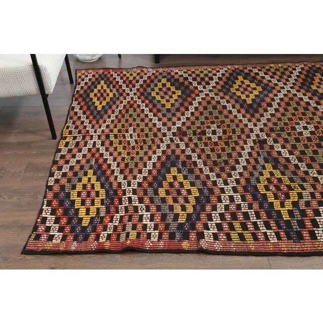 1970s Vintage Turkish Hand-Knotted Wool Cotton Brown Area Rug 176x309