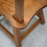 Pair of brutalist wooden back stools. France, circa 1960