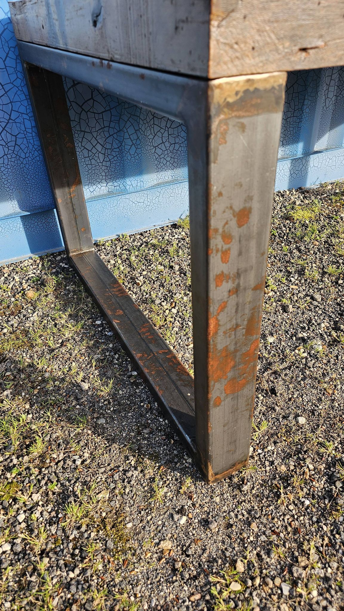 Industrial table 200 x 100 cm with wooden top + metal base