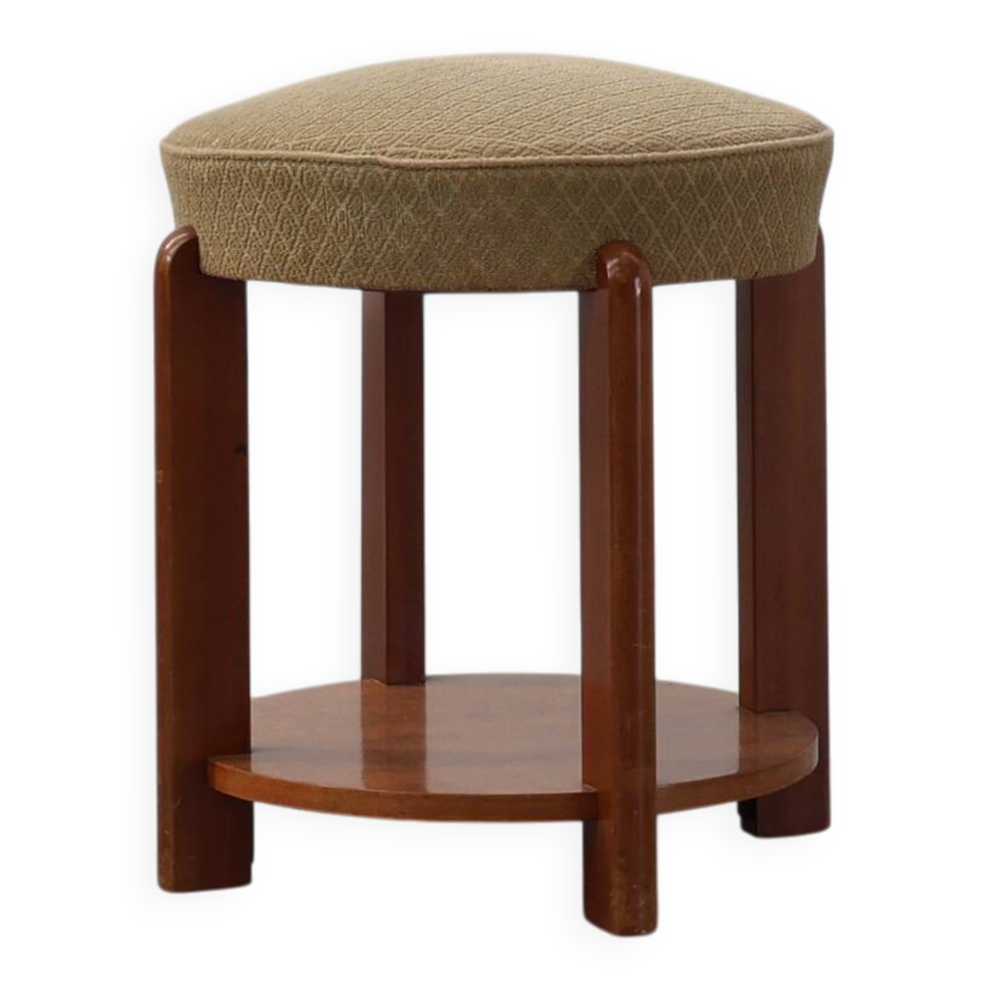Art Deco stool in wood with original fabric, France ca. 1920