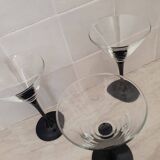 6 cocktail glasses / black stem martini glasses
