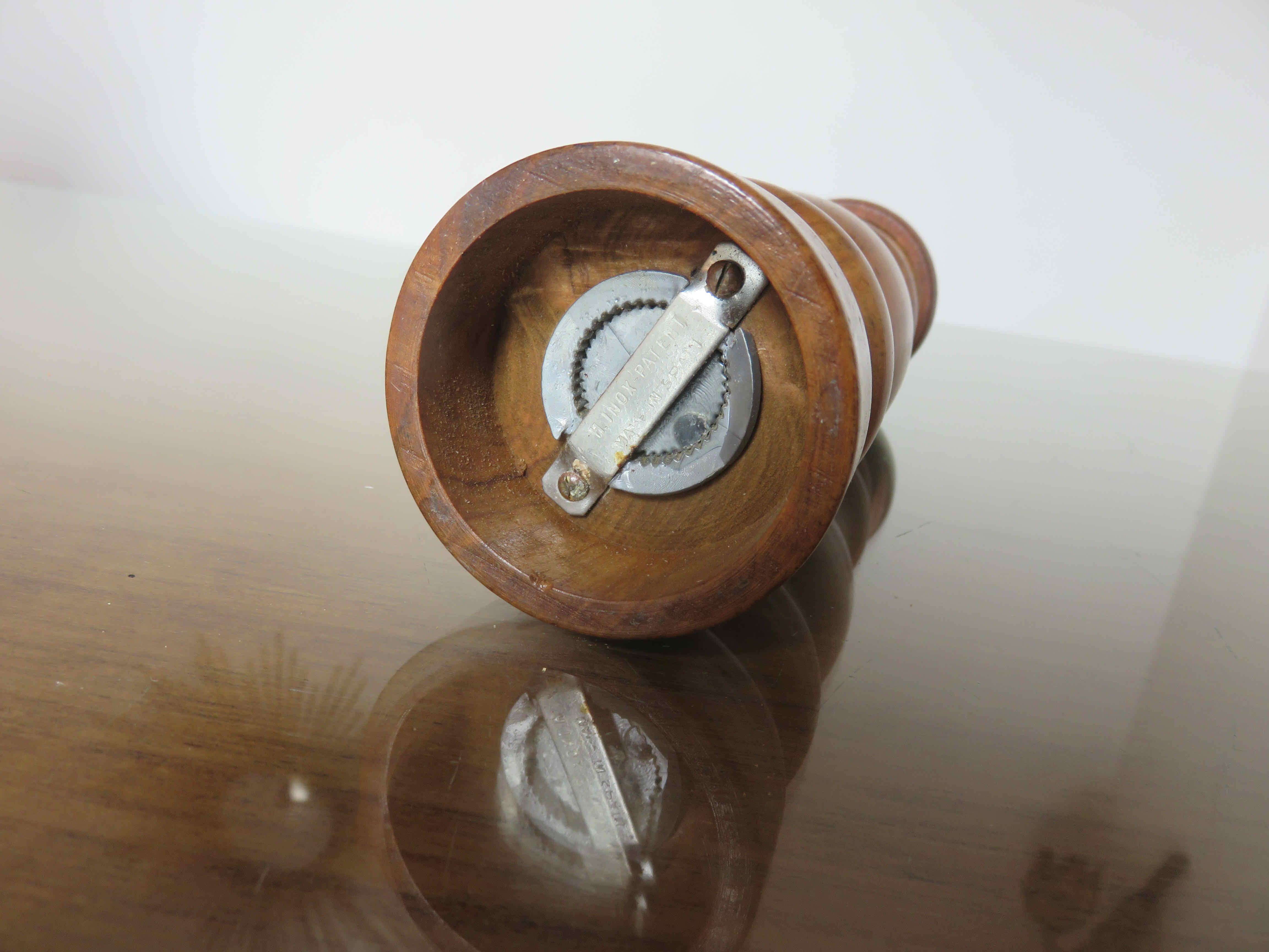 Olive wood pepper mill made in Spain 60s