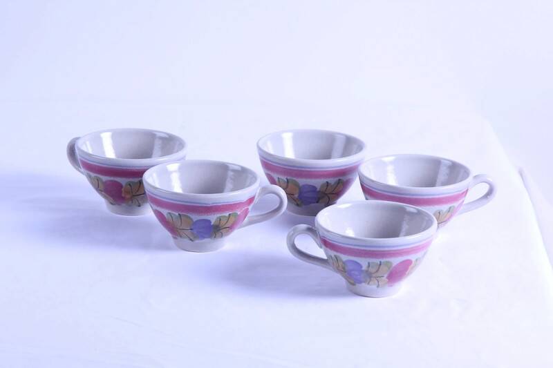 Set of 5 cups or bowls of vintage Brittany cider