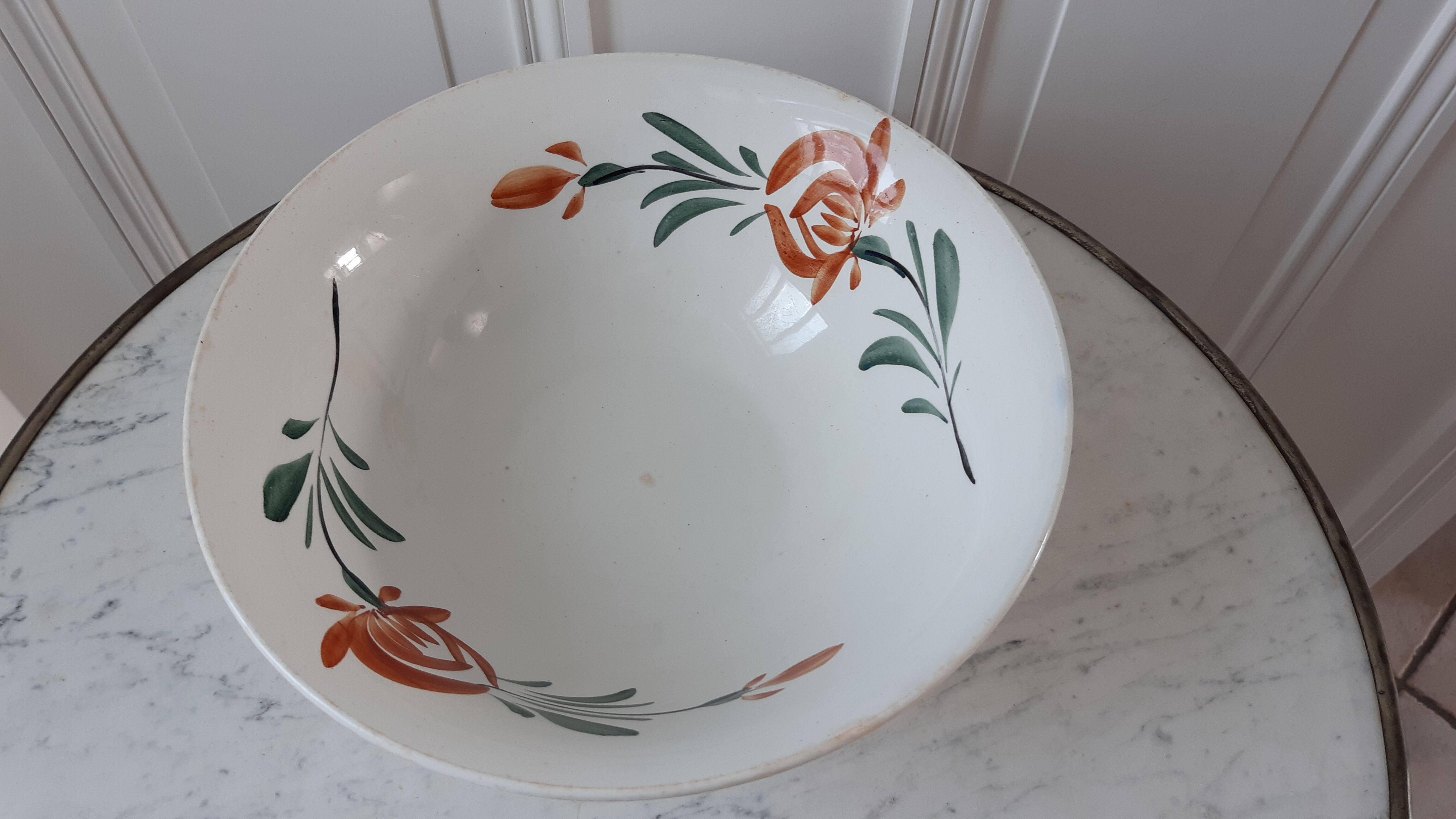 Salad bowl earthenware new Givors years 30-40