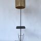Lampadaire porte-revues en fer forgé, abat-jour en corde 1960