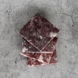 Madeji – Red Square Natural Marble Coasters - set of 4