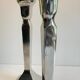 Pair of vintage cast aluminum candlesticks