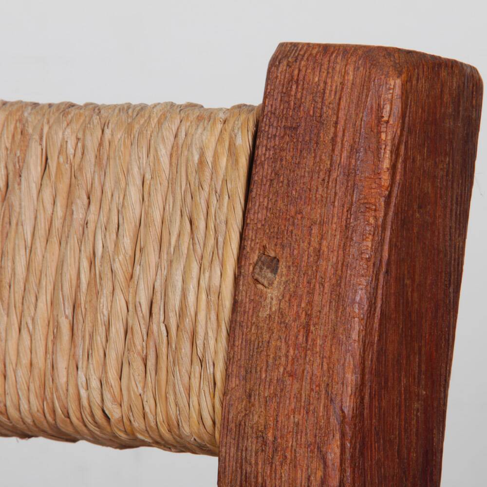 Rush seat chair in solid wood, French craftsmanship, 1950.