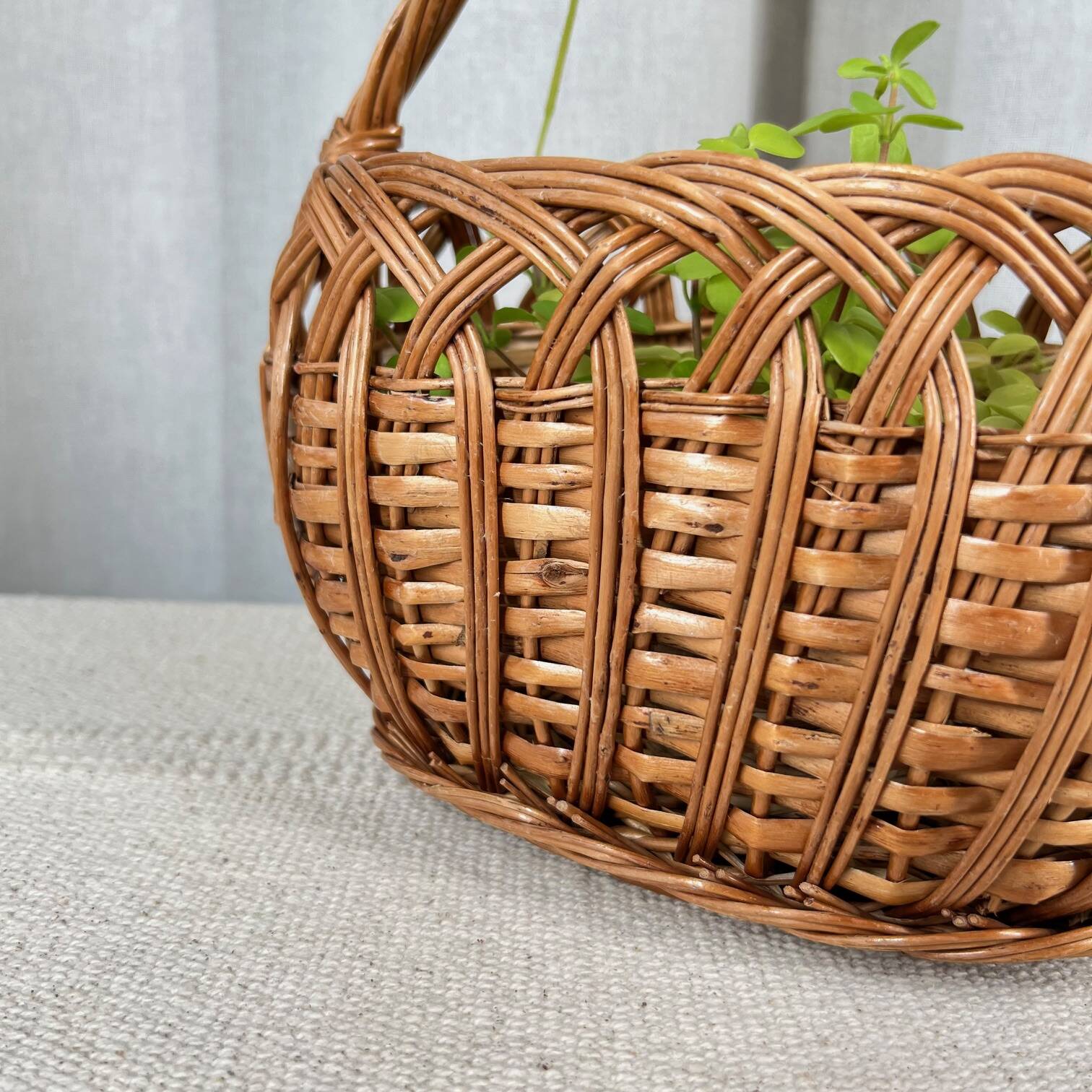 Small oval woven wicker basket