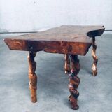 Brutalist Style Handcrafted Oak and Grape Wood Side Table, 1950s