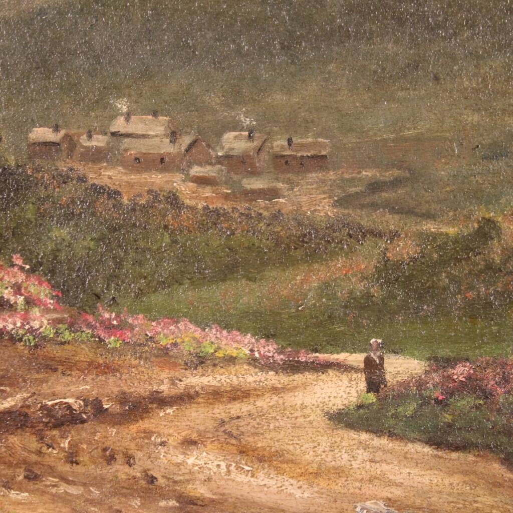 Small romantic landscape French painting from the 1920s