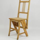 Folding metamorphic library ladder, Arts & Crafts, Vienna, 1900s