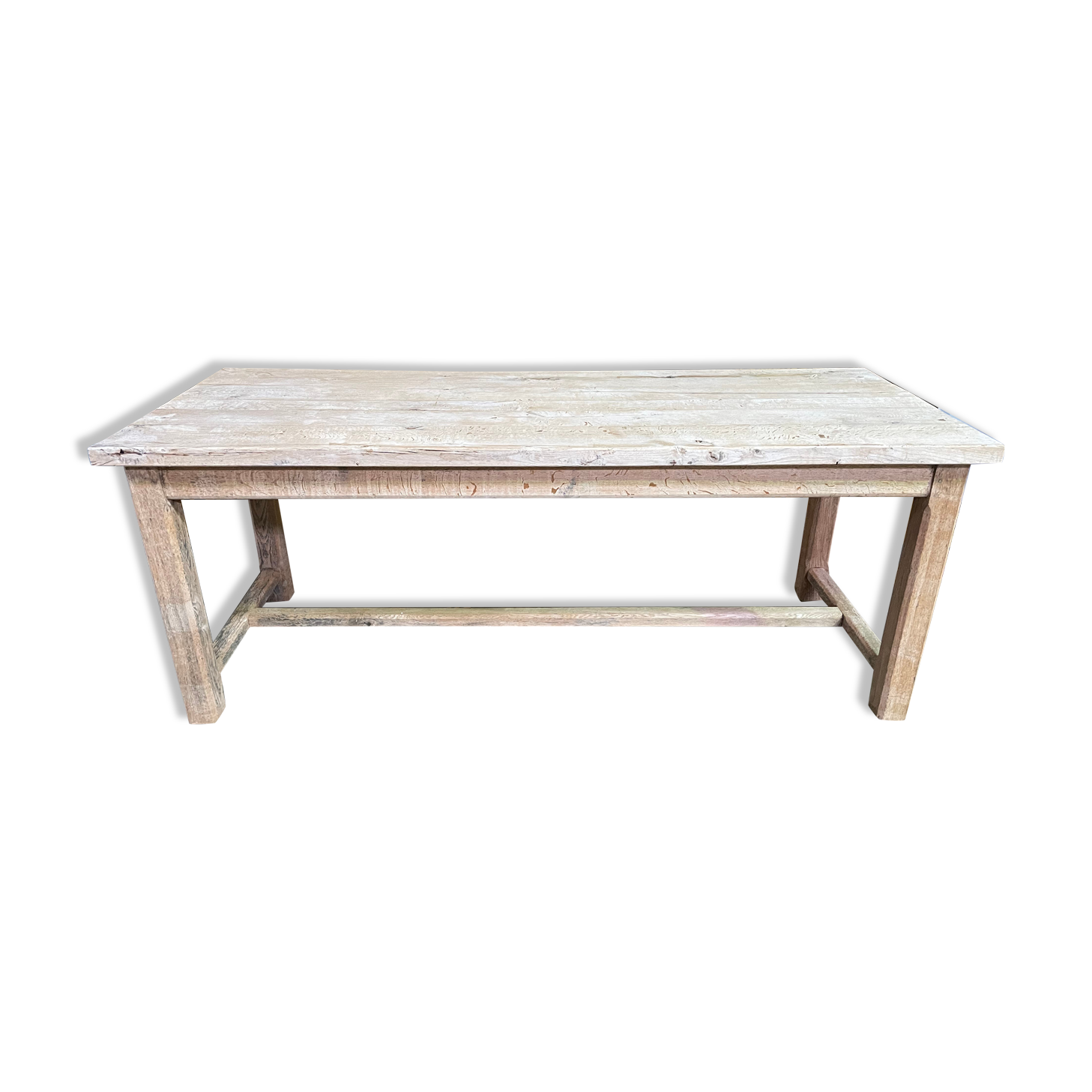 Solid oak farmhouse table with bleached aero erased interscrib