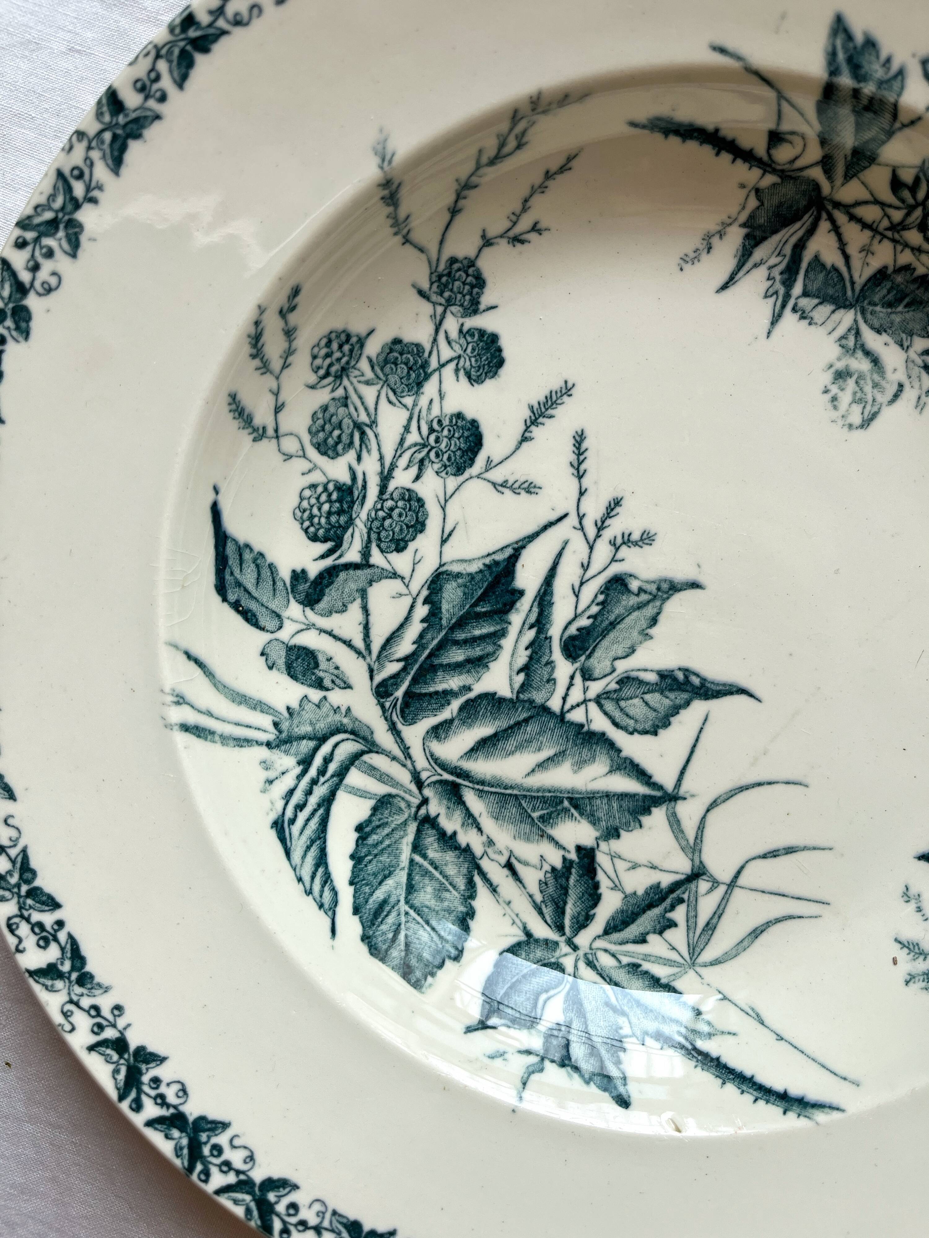 6 hollow plates in blackberry iron earth, Badonviller circa 1900