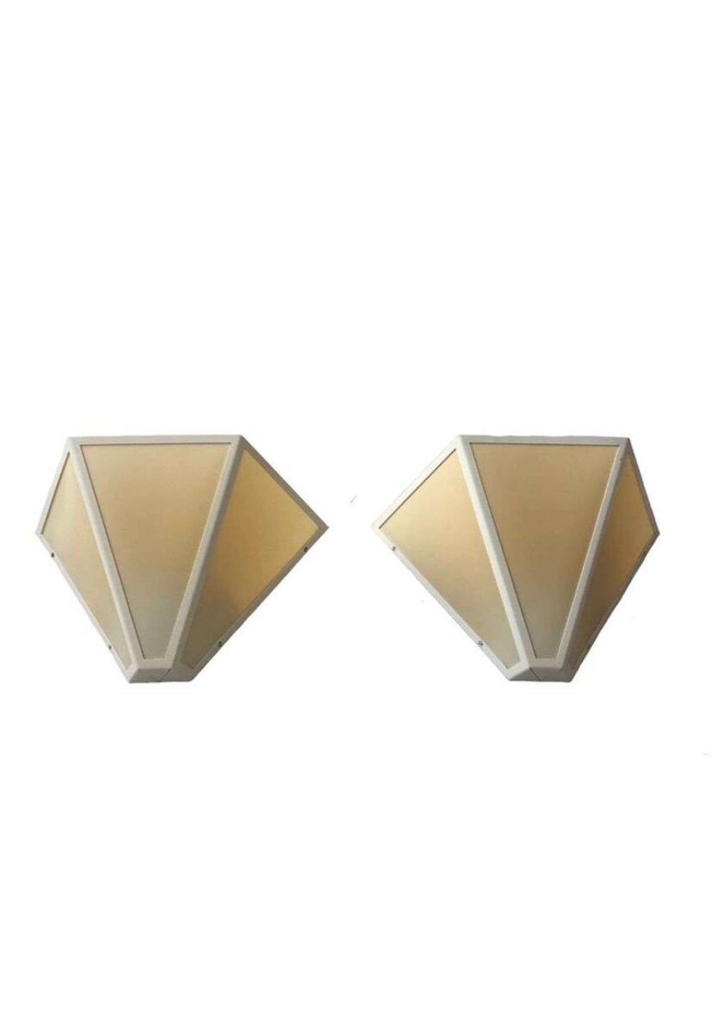 Paire d’applique Metalarte en métal blanc et parchemin